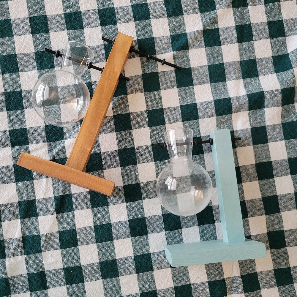 Wood and Glass Plant Propagation Stations
